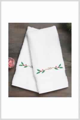 Embroidered White Hand Towels