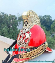  Brass Fire Fighter Chief helmet, Color : Red