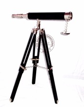 18" BRASS TELESCOPE ON TRIPOD STAND WITH NICKEL and BLACK FINISH