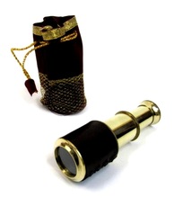 5" BRASS RETRACTABLE TELESCOPE WITH POUCH