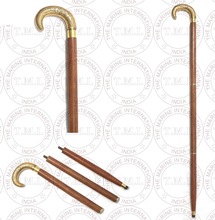 Flower Design Brass Handle Foldable Walking Stick
