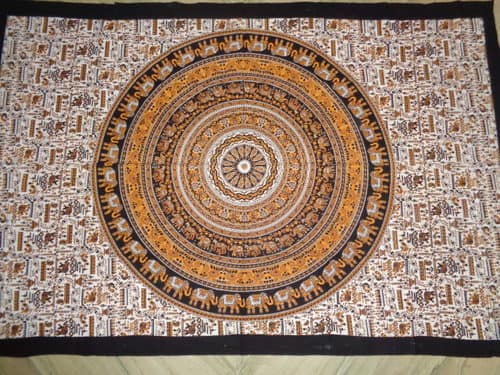 ROUND MANDALA ELEPHANT TAPESTRY