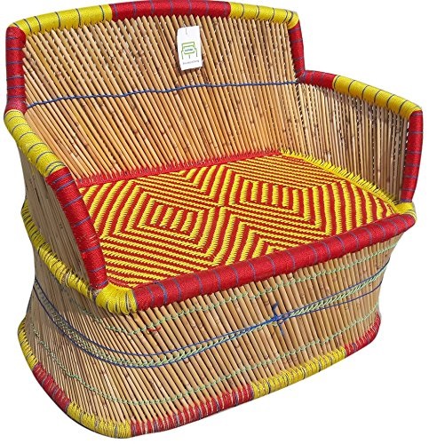 Bamboo sofa set, Color : yellow red