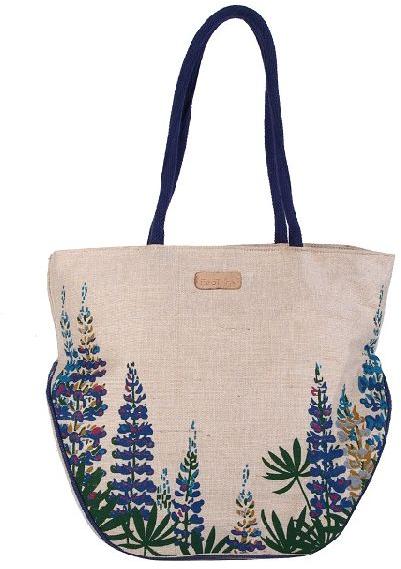 Designer Jute Cotton Tote Bag, for Outdoor, Gift, Daily Life, Size : L*H*W-36*32*1
