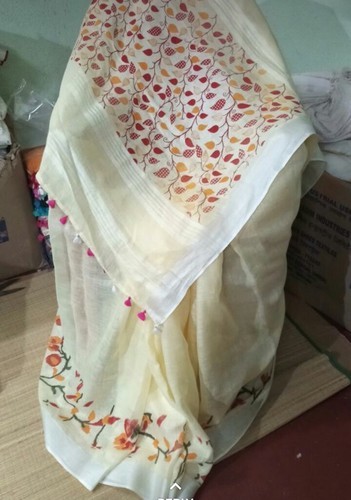 Linen Printed Saree, for Anti-Wrinkle, Comfortable, Easily Washable, Technics : Attractive Pattern