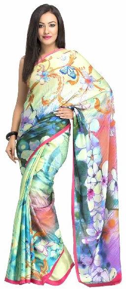 Printed Silk Saree, Color : Multicolor