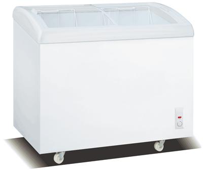 338L Curve Type Glass Door Static Cooling Chest Freezer