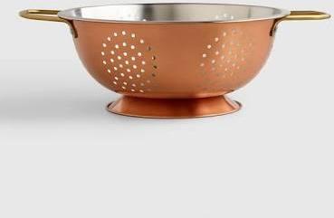 Polished Fuel Orange Stainless Steel Colander, for Home, Hotel, Shop, Feature : Fast Cooking