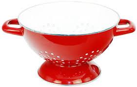 Polished Electric Red Stainless Steel Colander, for Home, Hotel, Shop, Feature : Fast Cooking