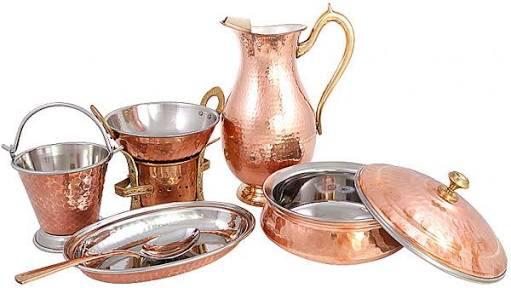 Royal Copper Steel Dinner Set, for Home Use, Hotels, Restaurant, Feature : Durable, Dust Proof, Fine Finished
