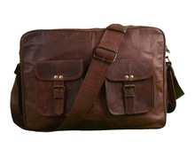  Genuine Leather Carry Book Bag, Color : Brown
