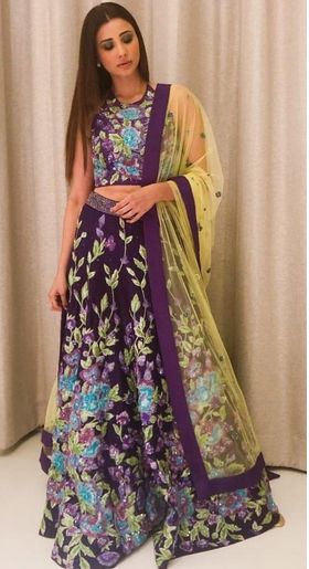 Daisy Shah Style Lehenga Choli, Color : Dark Purple