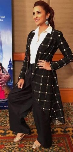 Parineeti Style Shirt & Plazzo With Jacket