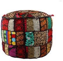 Gujrat Handicraft Cotton Antique Furniture Pouf Covers, Size : Diameter 18' X Height 13'