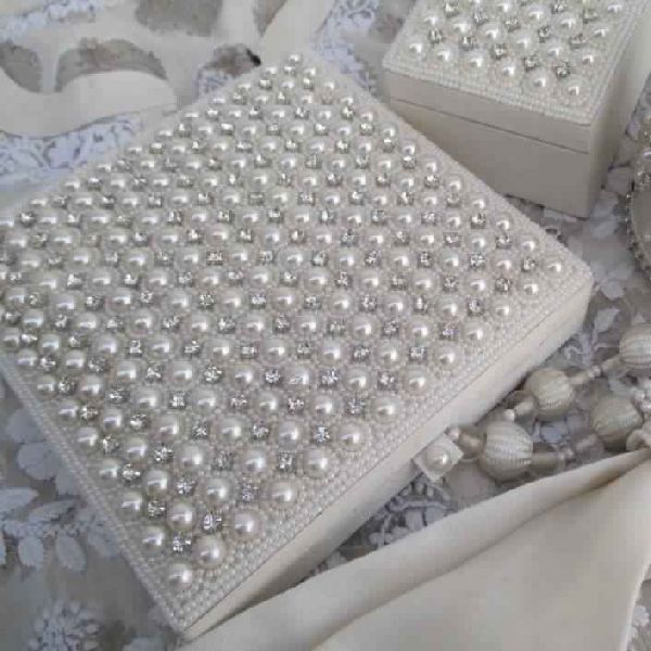 Ivory Pearl Embroidered Box