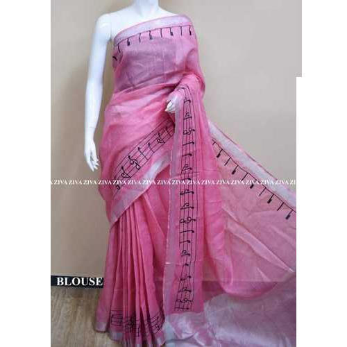 Printed Stylish Linen Saree, Occasion : Casual Wear