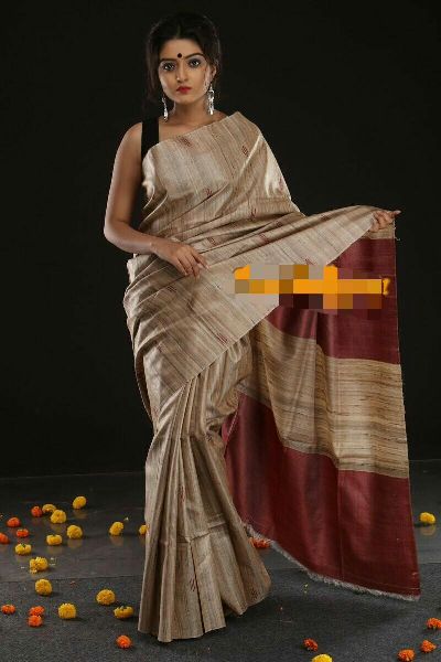 Tussar ghicha saree, Occasion : Party Wear