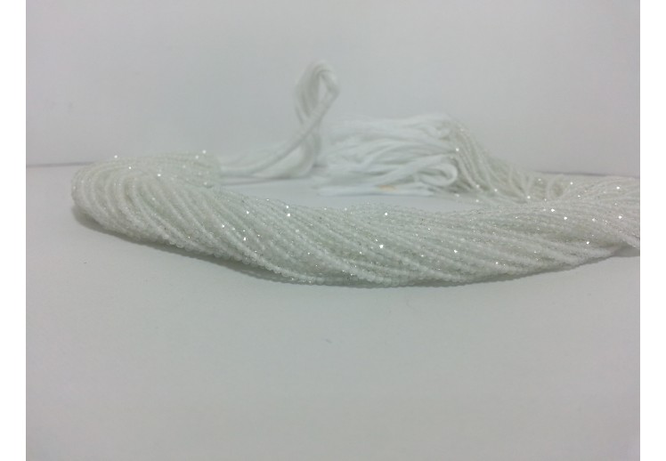 100% Natural AAA White Topaz Micro Faceted Beads Strand