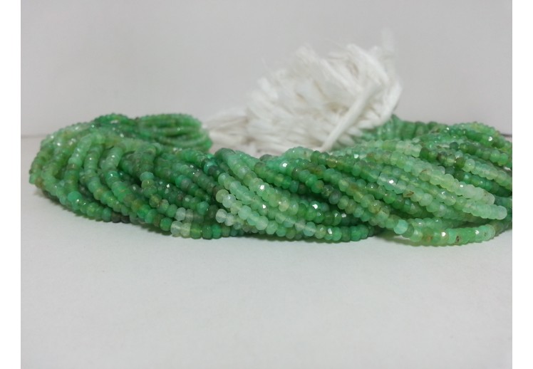 100% Natural Chrysoprase Faceted Rondelle Beads Strand