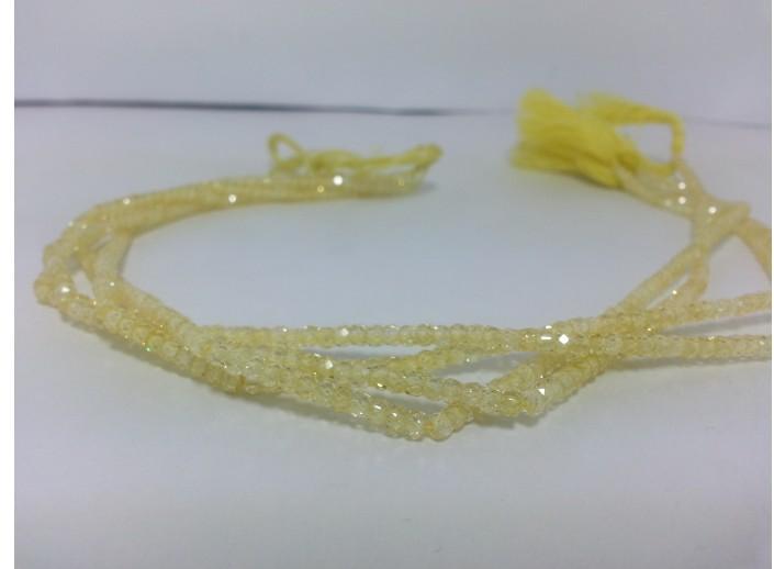 3mm Lemon Cubic Zirconia Faceted Rondelle Beads