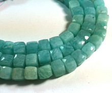 Amazonite Faceted Box Cube Beads, Color : Picture