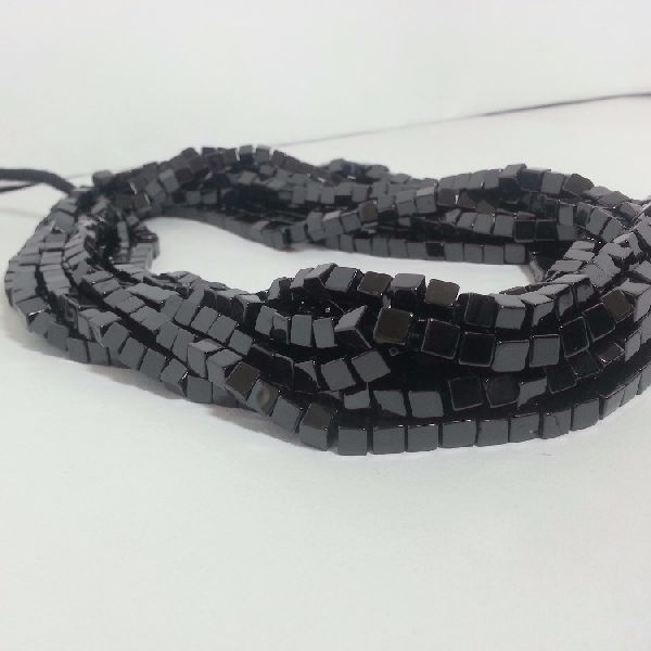 Black Spinel Plain Box Cube Beads, Color : Picture