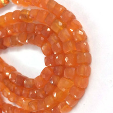 Carnelian Faceted Box Cube Beads, Color : Picture