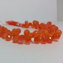 TJC 100% Natural Carnelian Faceted Teardrop Beads, Color : Picture