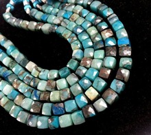 Chrysocolla Faceted Box Cube Beads, Color : Picture