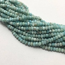 TJC 100% Natural Larimar Faceted Rondelle Beads, Color : Picture