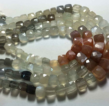 Multi Moonstone Faceted Box Cube Beads