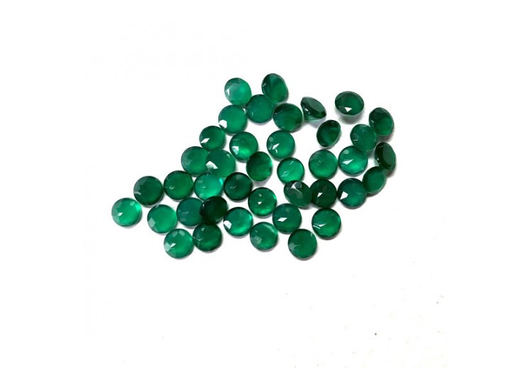 Natural 6mm Green Onyx Faceted Round Stone