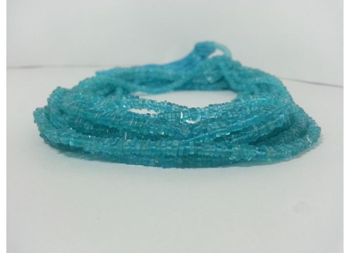Natural Blue Apatite Smooth Square Heishi Beads