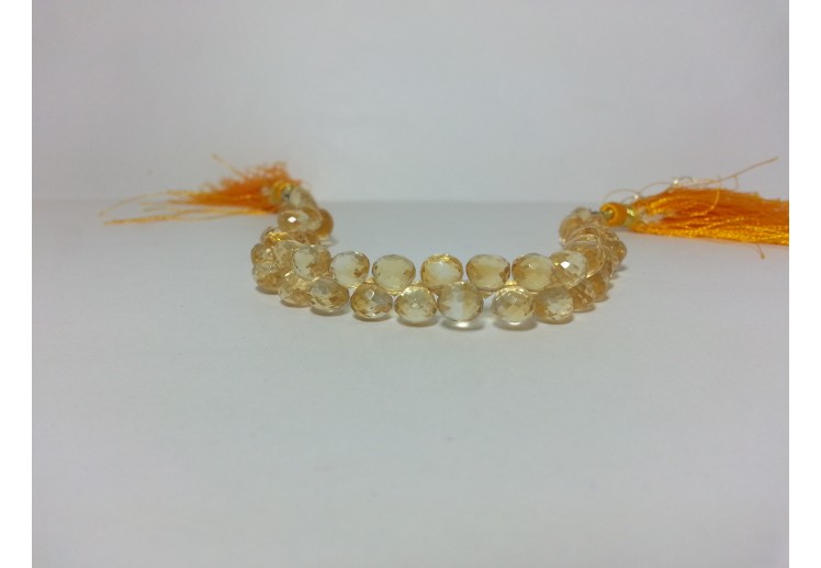 Natural Citrine Faceted Onion Briolette Beads Strand