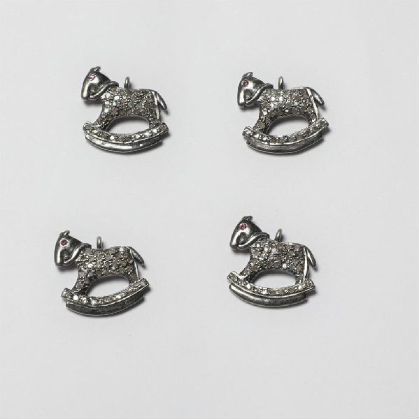 Natural Diamond Swinging Horse Charm, Feature : Vintage Look