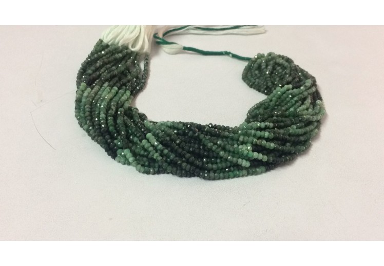 Natural Emerald Shaded Faceted Rondelle Beads Strand