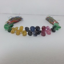 Ruby Emerald Sapphire Pears Briolette Beads, Color : Picture