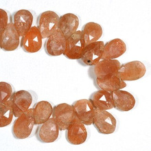 TJC Sunstone Faceted Pears Beads, Color : Picture