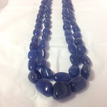 100% Natural Tanzanite Smooth Tumble Beads, Color : Picture