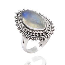 Silver rings jewelry, Gemstone Type : Natural Rainbow Moonstone