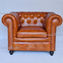 Genuine leather sofa, Color : Tan