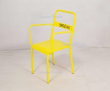 Industrial Restaurant Furniture Iron Cafe Chair, Color : Yellow