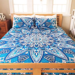 100% cotton Indian Handmade bed sheet, double size bed cover mandala