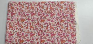 2.5 meter Flower Print Hand block Printed Cloth Cotton animales birds mix red Fabric