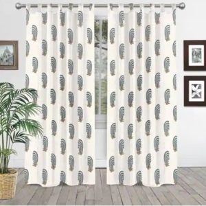 Anchor Print Curtains Indian Hand Block Printed Cotton Shower Curtain