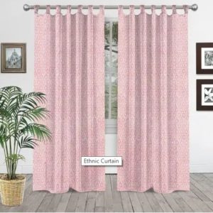 Curtains Pink Color Curtains Indian Hand Block Printed Cotton Shower Curtain