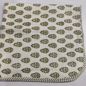 Hand Block Print Baby Kantha Quilt Wrap Blanket