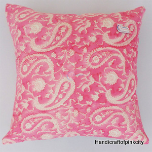 Hand block print pillow cover, Size : 16×16 inches