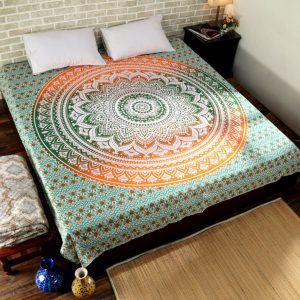 Handmade multi color Print mandala bed sheet