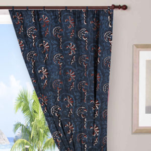 Indigo Blue Curtains Cotton Voile Indian Hand Block Printed Cotton Shower Curtain Doo